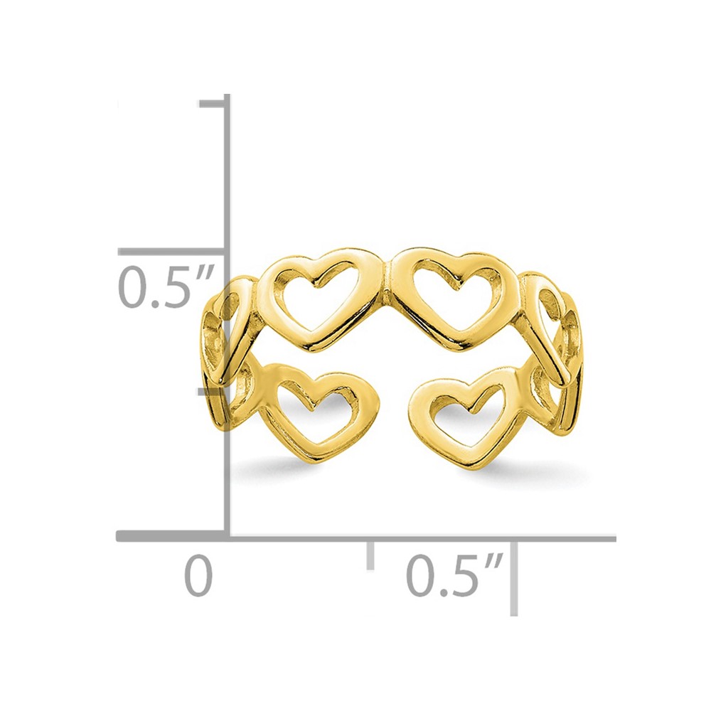 Sterling Silver Gold-tone Cut-out Hearts Toe Ring (QR830GP)