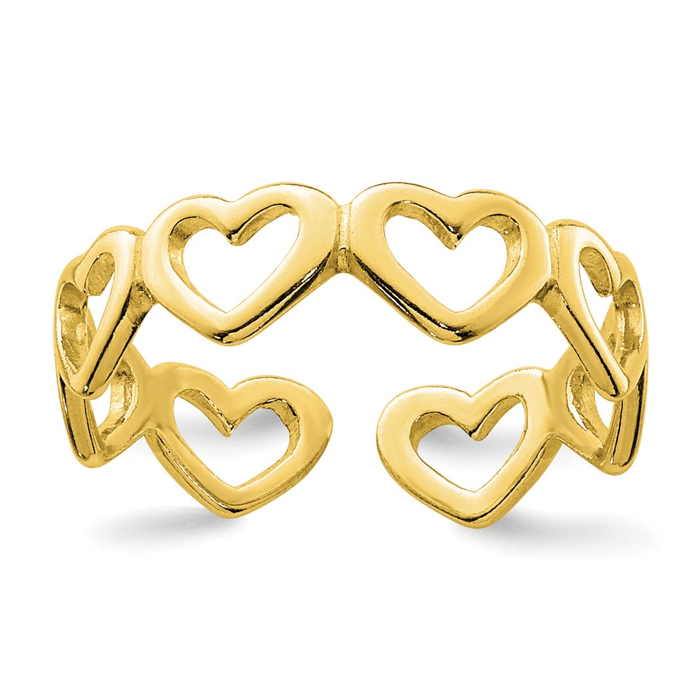 Sterling Silver Gold-tone Cut-out Hearts Toe Ring (QR830GP)