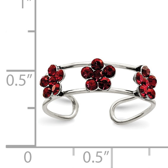 Sterling Silver Stellux™ Crystal Floral Toe Ring
