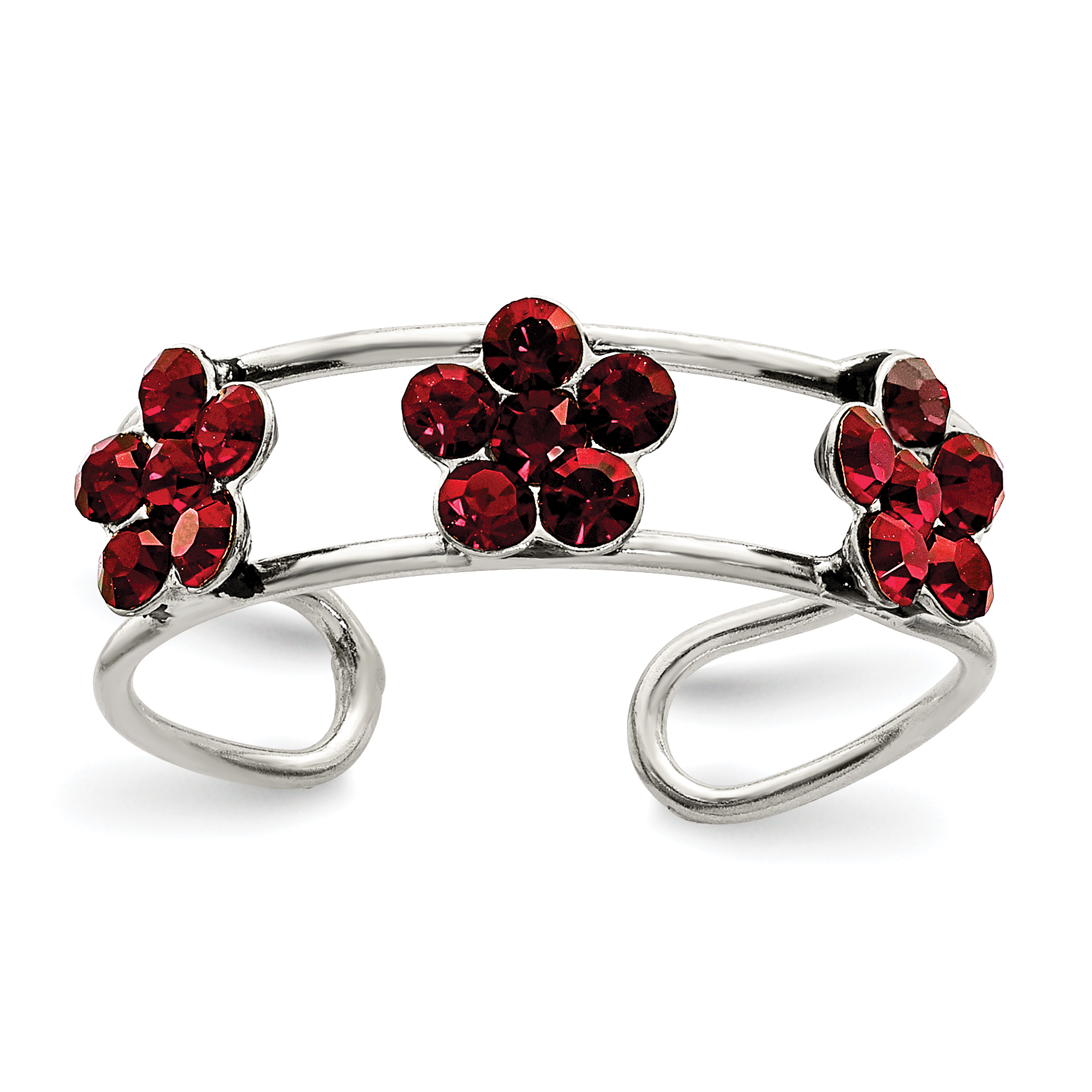 Sterling Silver StelluxT Crystal Floral Toe Ring (QR833)