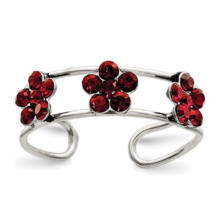 Sterling Silver Stellux™ Crystal Floral Toe Ring