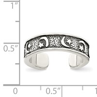 Sterling Silver Antiqued Moon & Star Toe Ring view 3