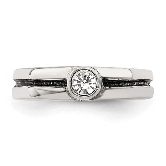 Sterling Silver CZ Antiqued Toe Ring