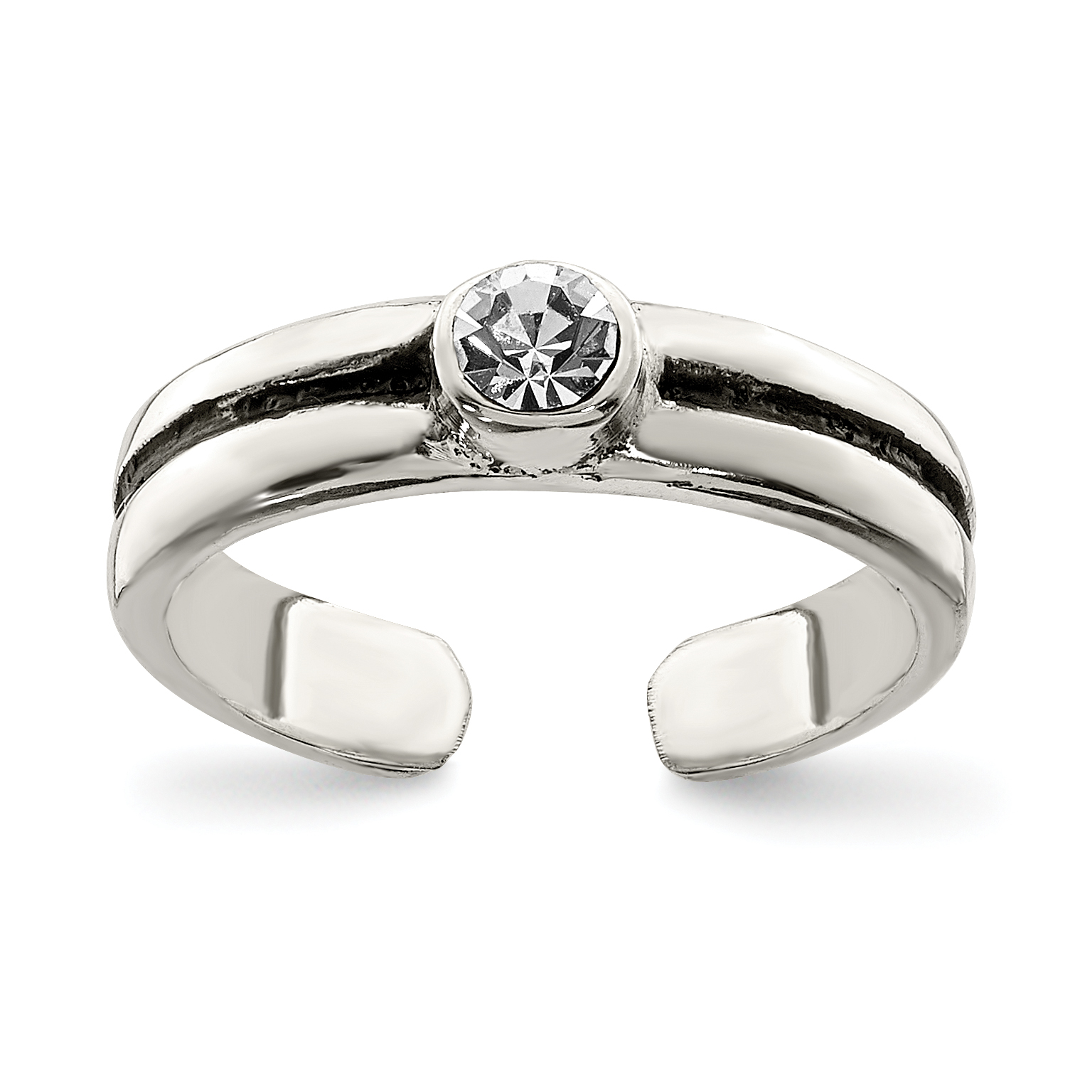 Sterling Silver CZ Antiqued Toe Ring (QR844)