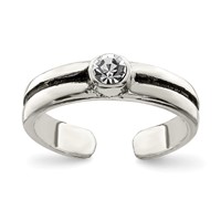 Sterling Silver CZ Antiqued Toe Ring view 1