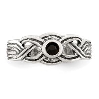 Sterling Silver Antiqued Black CZ Toe Ring view 5