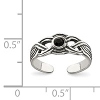 Sterling Silver Antiqued Black CZ Toe Ring view 3