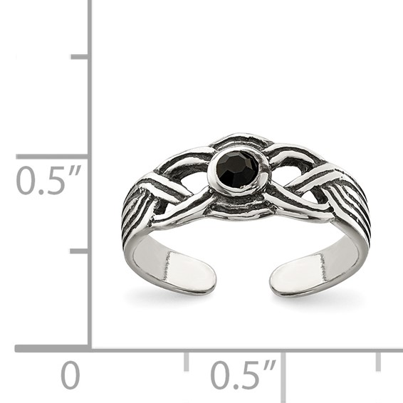 Sterling Silver Antiqued black CZ Toe Ring