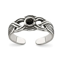 Sterling Silver Antiqued Black CZ Toe Ring view 1