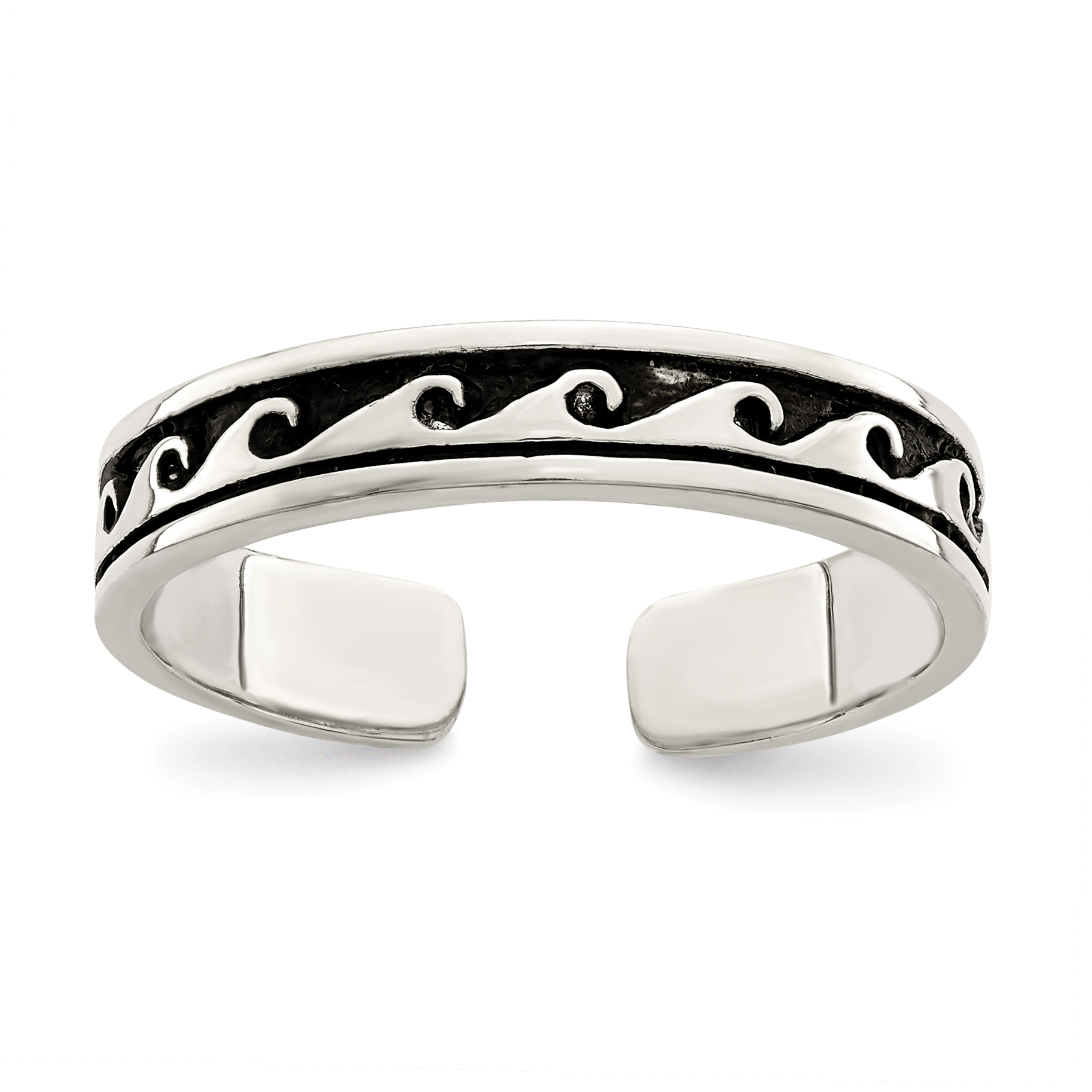 Sterling Silver Antiqued Adjustable Toe Ring (QR852)