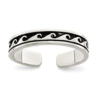 Sterling Silver Antiqued Adjustable Toe Ring view 1
