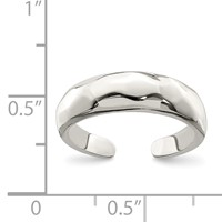 Sterling Silver Solid Polished Domed Toe Ring view 3