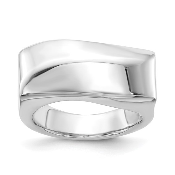 Sterling Silver Fancy Rectangular Wave Ring