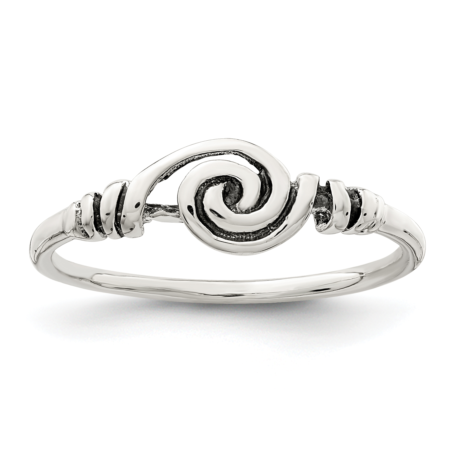 Sterling Silver Antiqued Swirl Ring (QR927-8)