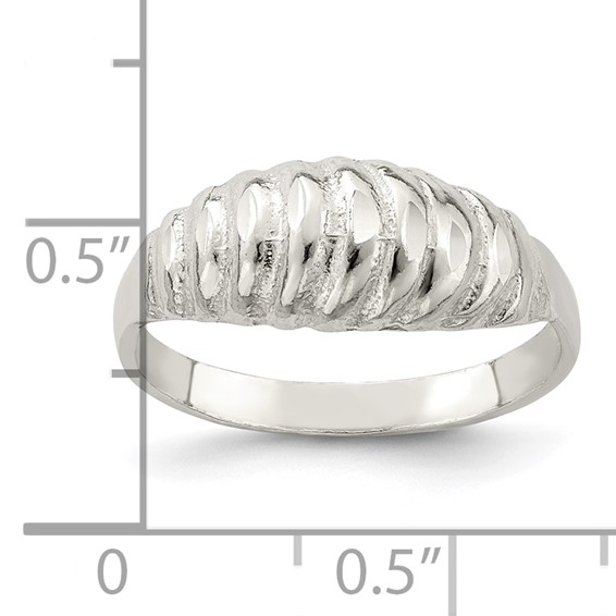 Sterling Silver Diamond-cut Domed Ring