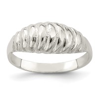 Sterling Silver Diamond-cut Domed Ring view 1