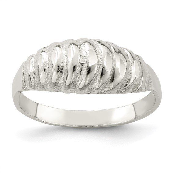 Sterling Silver Diamond-cut Domed Ring