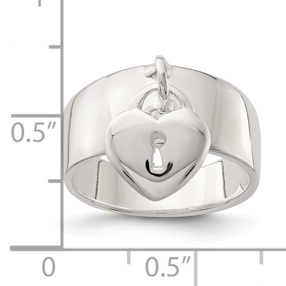 Sterling Silver Dangle Lock Ring