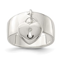 Sterling Silver Dangle Lock Ring view 1