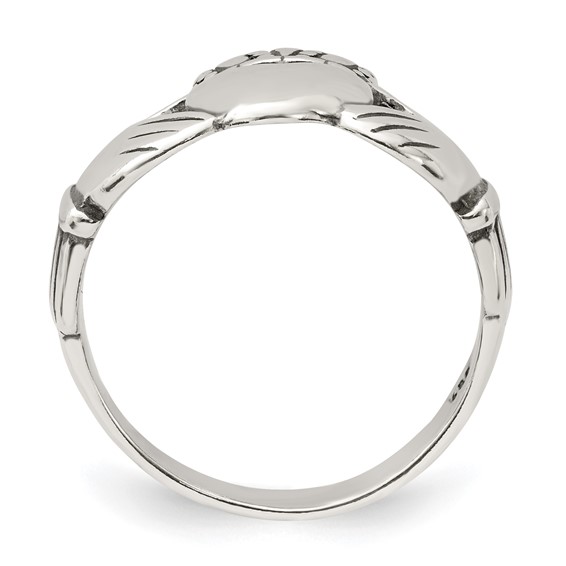 Sterling Silver Antiqued Claddagh Ring