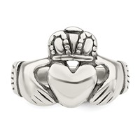 Sterling Silver Antiqued Claddagh Ring view 5