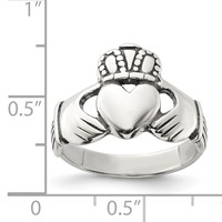 Sterling Silver Antiqued Claddagh Ring view 3