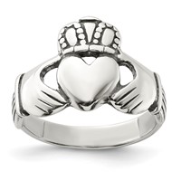Sterling Silver Antiqued Claddagh Ring view 1
