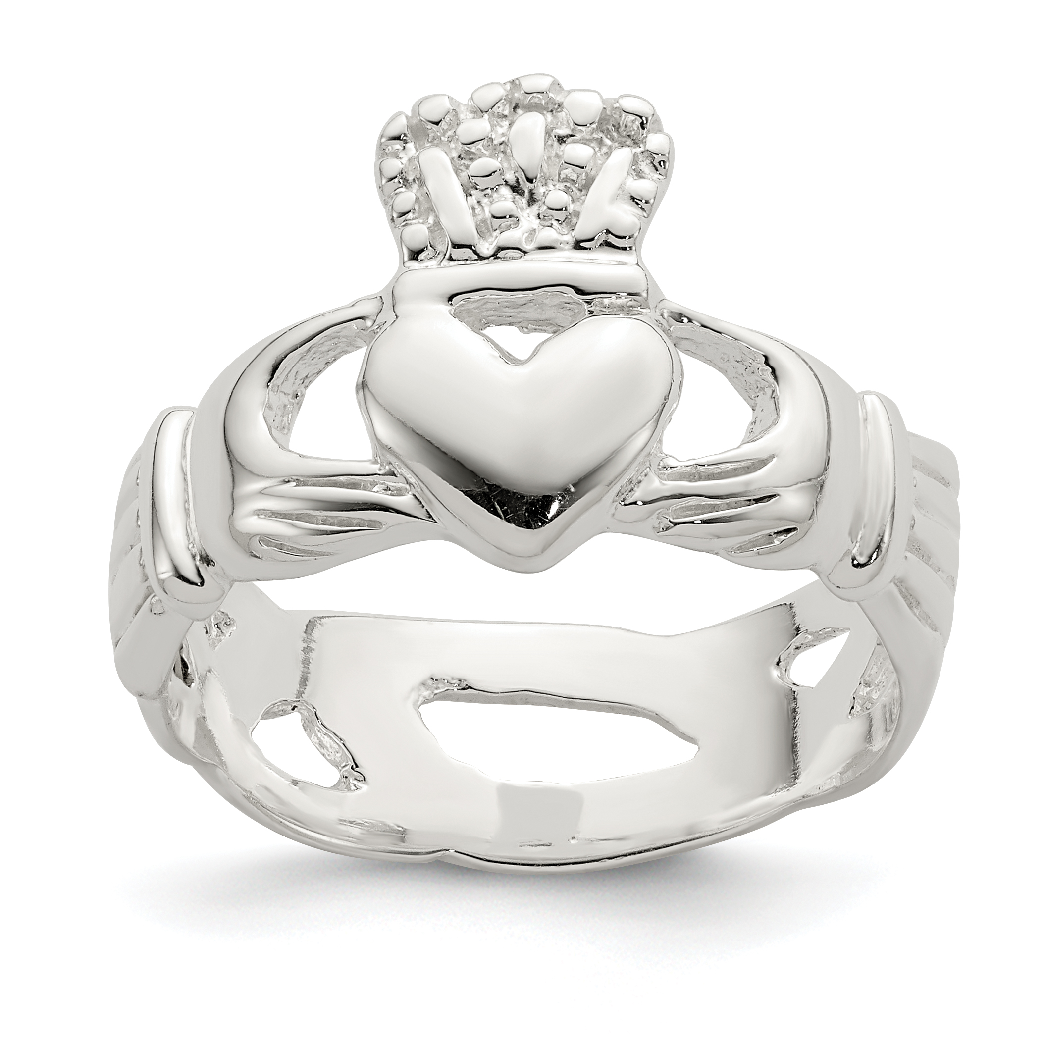 Sterling Silver Solid Claddagh Ring (QR955-7)