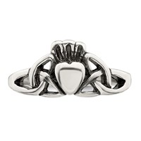 Sterling Silver Antiqued Claddagh Ring view 5