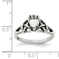 Sterling Silver Antiqued Claddagh Ring view 3