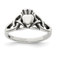 Sterling Silver Antiqued Claddagh Ring view 1