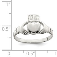 Sterling Silver Solid Claddagh Ring view 3
