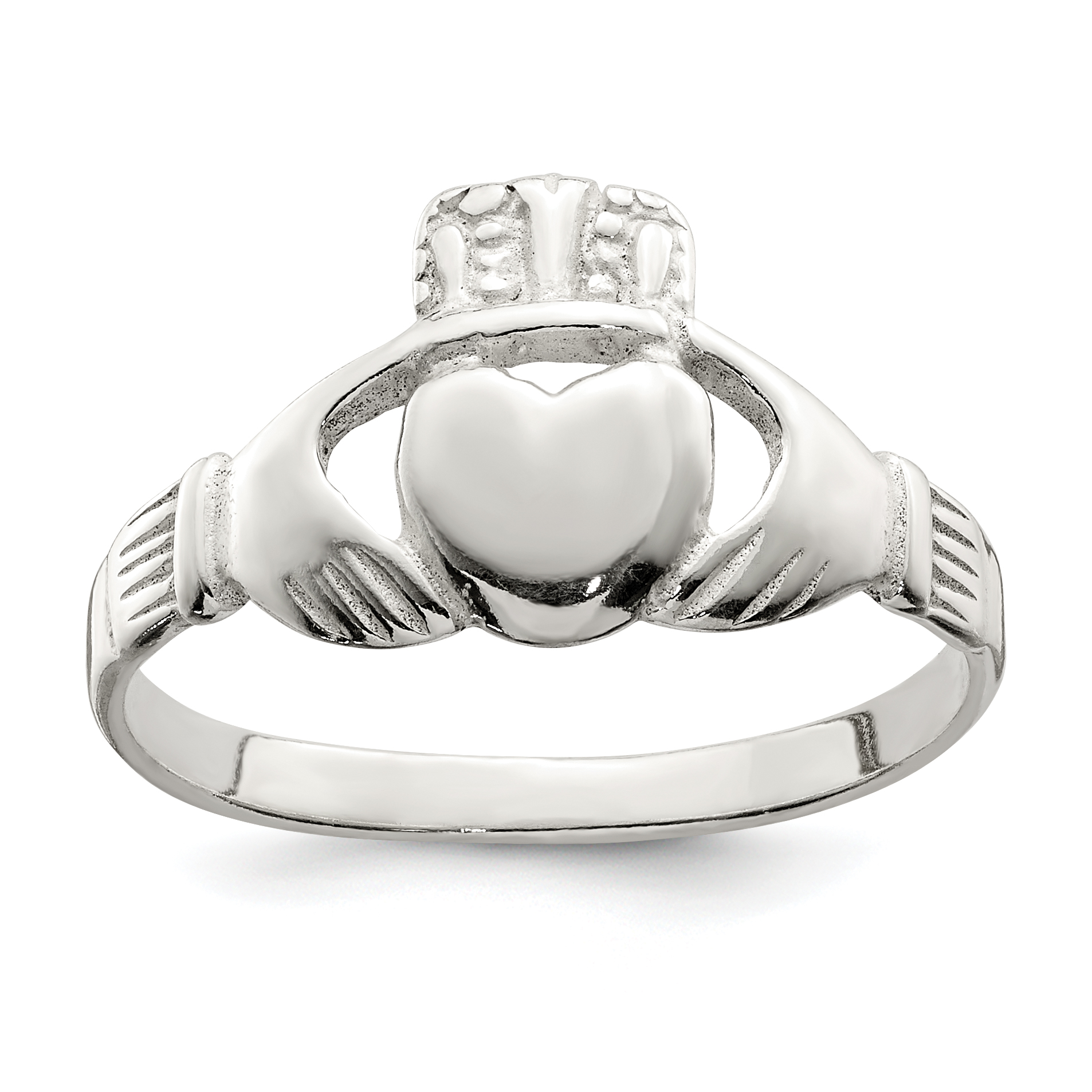 Sterling Silver Solid Claddagh Ring (QR957-6)