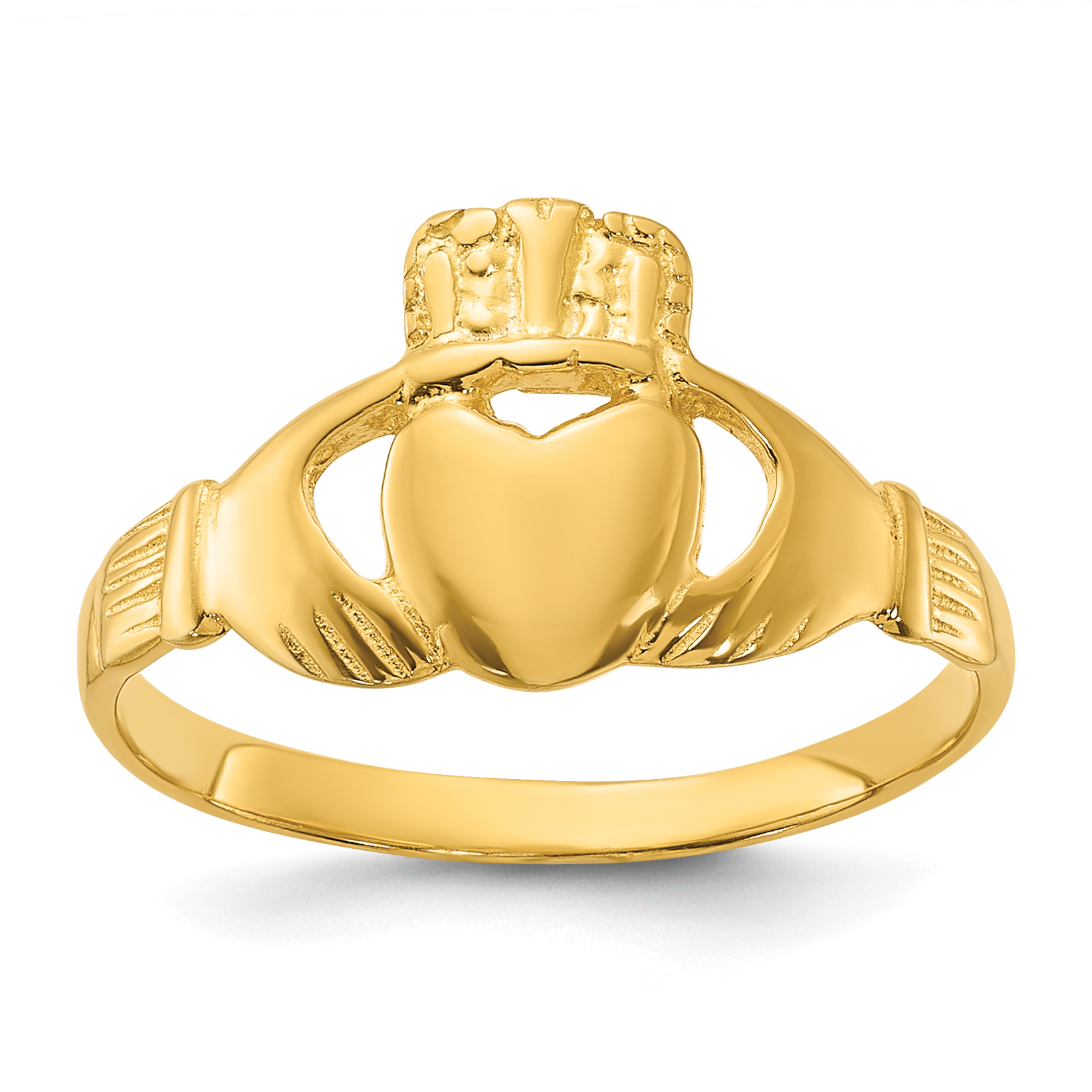 Sterling Silver Gold-tone Polished Claddagh Ring (QR957GP-6)