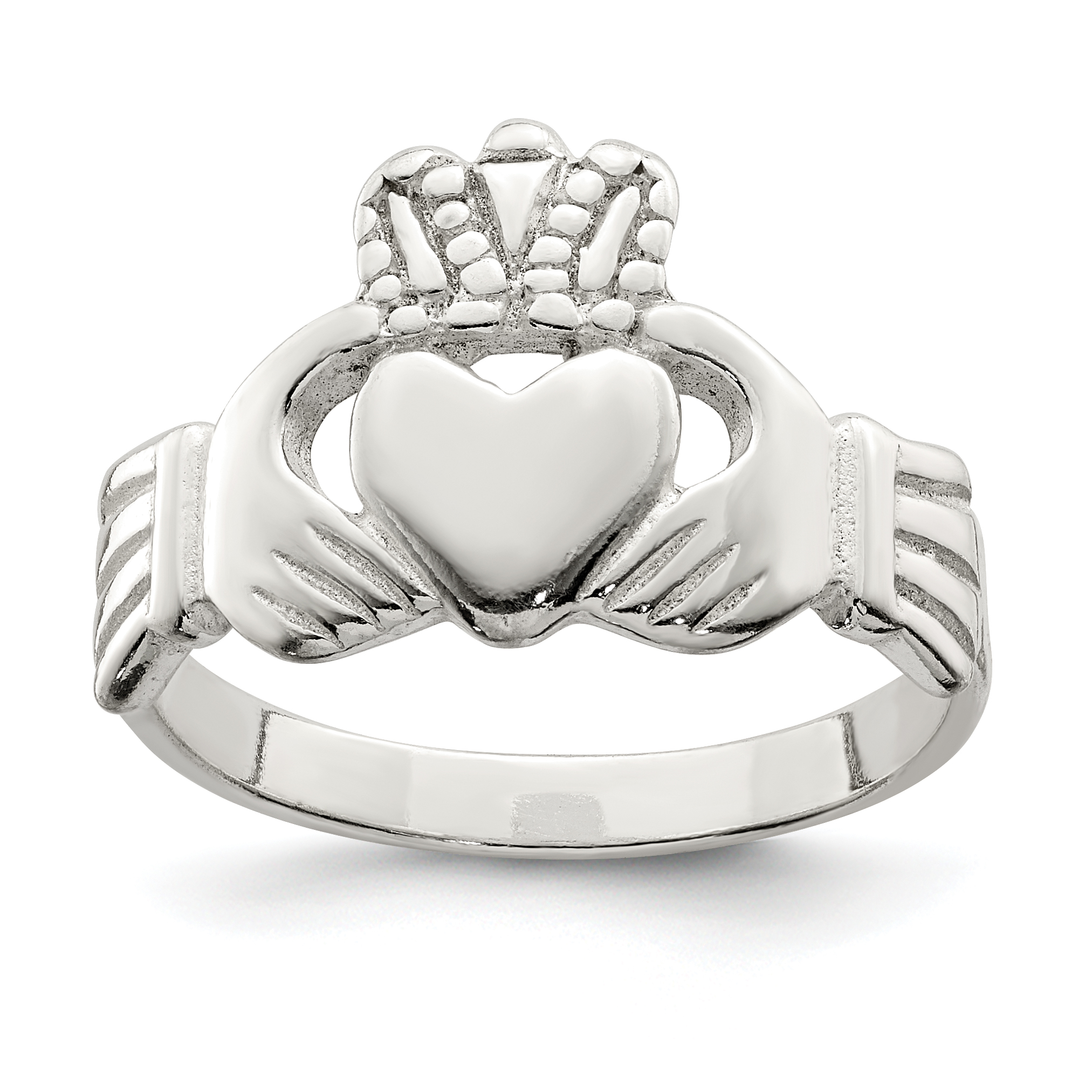 Sterling Silver Solid Claddagh Ring (QR958-7)
