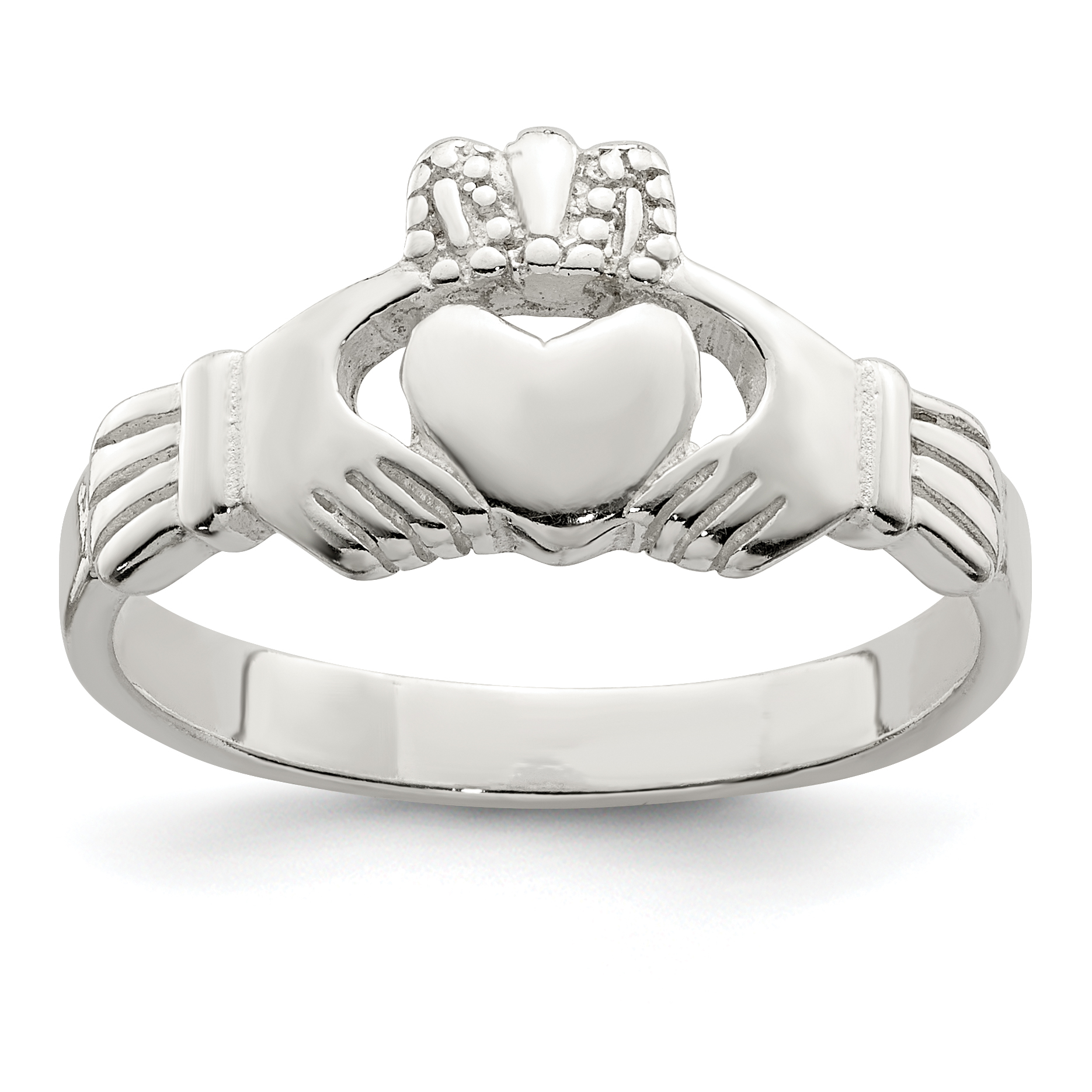 Sterling Silver Solid Claddagh Ring (QR959-7)