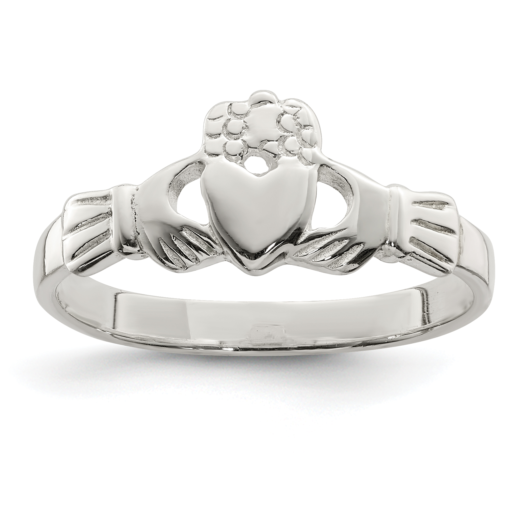 Sterling Silver Solid Claddagh Ring (QR960-6)