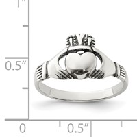 Sterling Silver Antiqued Claddagh Ring view 3
