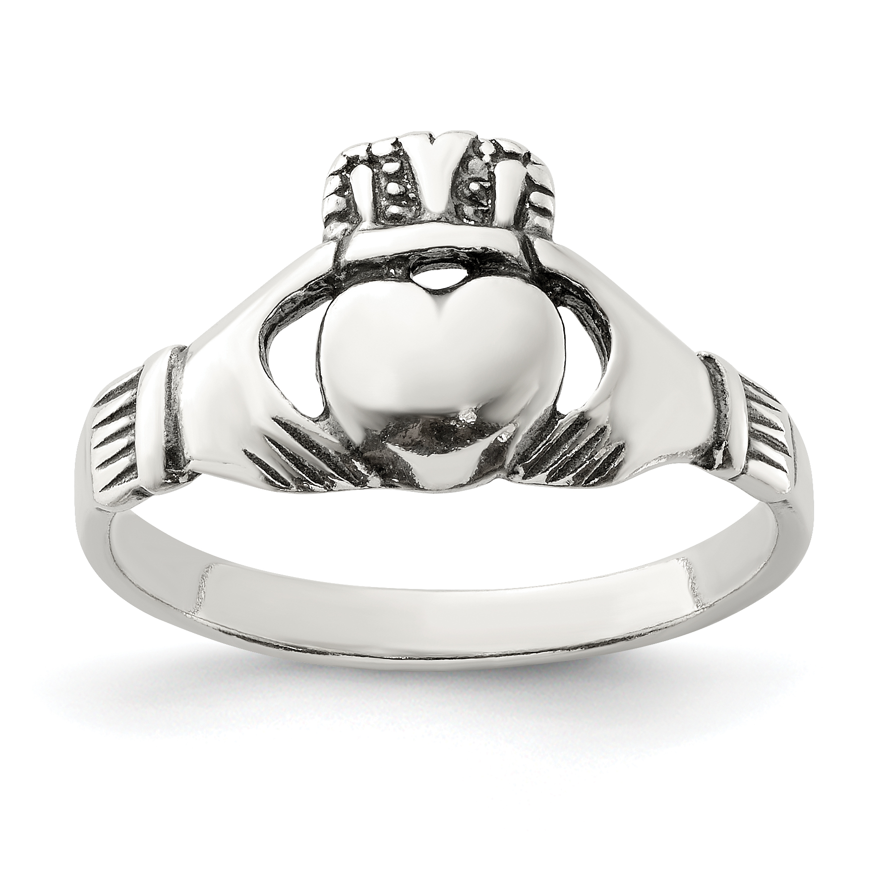Sterling Silver Antiqued Claddagh Ring (QR961-6)
