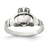 Sterling Silver Antiqued Claddagh Ring view 1
