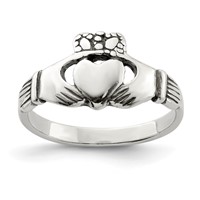 Sterling Silver Antiqued Claddagh Ring view 1