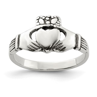 Sterling Silver Antiqued Claddagh Ring