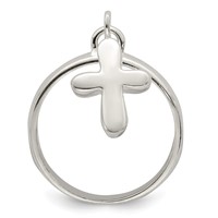 Sterling Silver Solid Cross Dangle Ring view 2