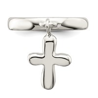 Sterling Silver Solid Cross Dangle Ring view 5