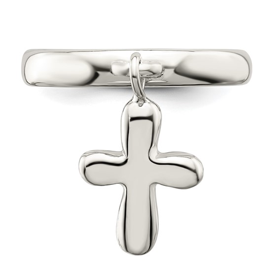 Sterling Silver Solid Cross Dangle Ring