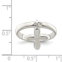 Sterling Silver Solid Cross Dangle Ring view 3