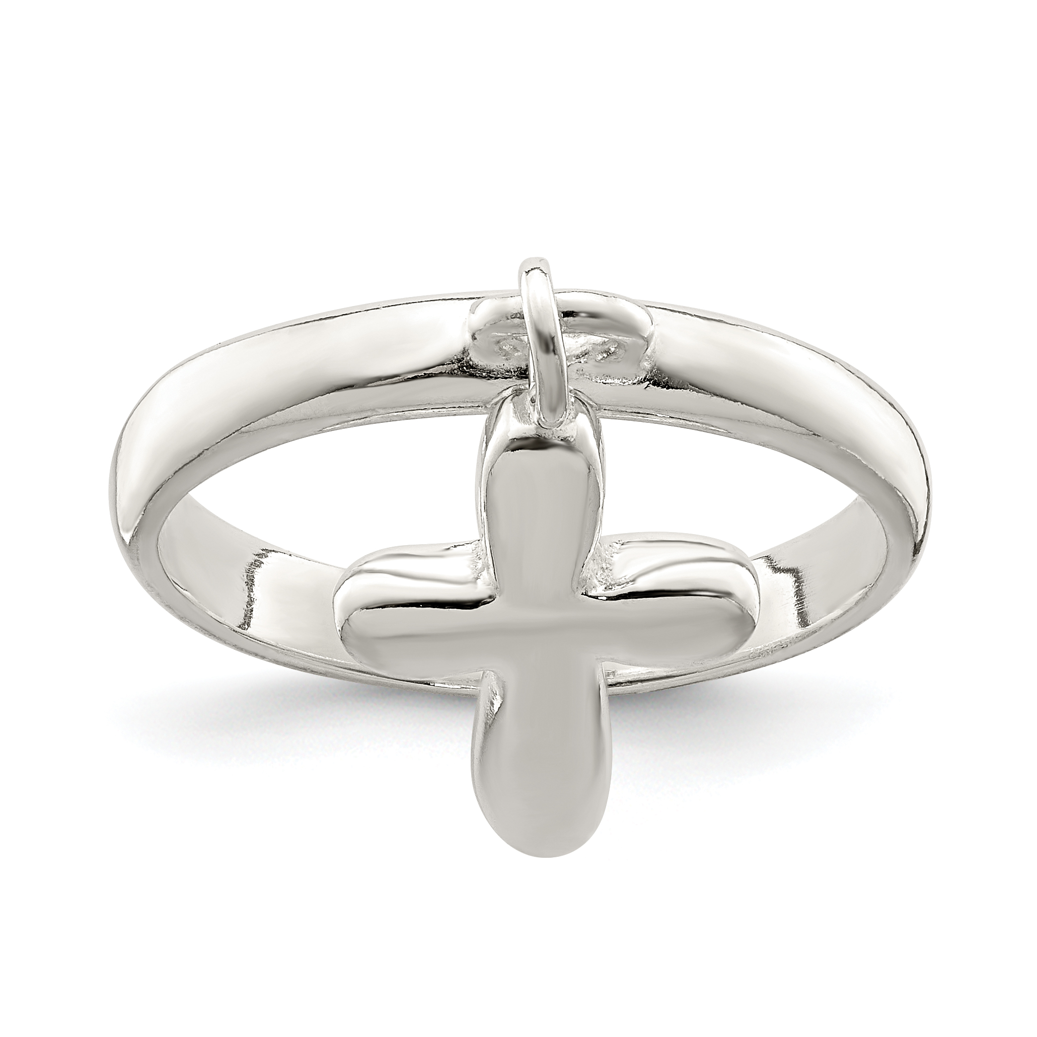 Sterling Silver Solid Cross Dangle Ring (QR963-6)