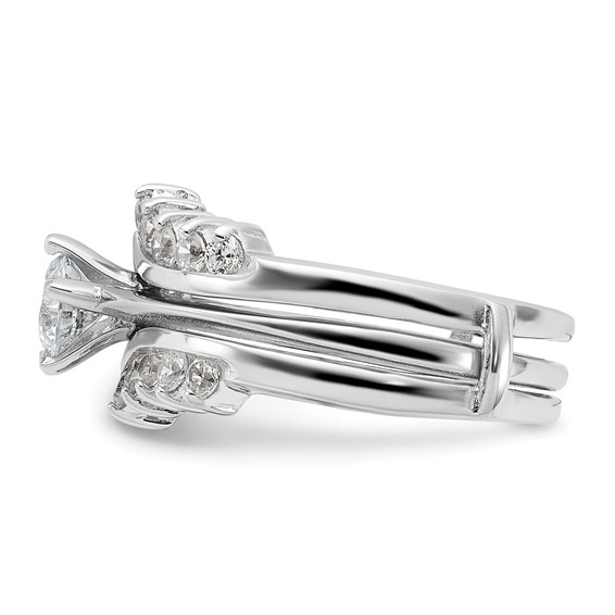 Sterling Silver Rhodium-plated CZ Ring Set