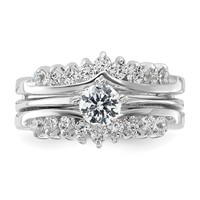 Sterling Silver Rhodium-plated CZ Ring Set view 5
