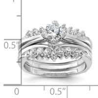 Sterling Silver Rhodium-plated CZ Ring Set view 4